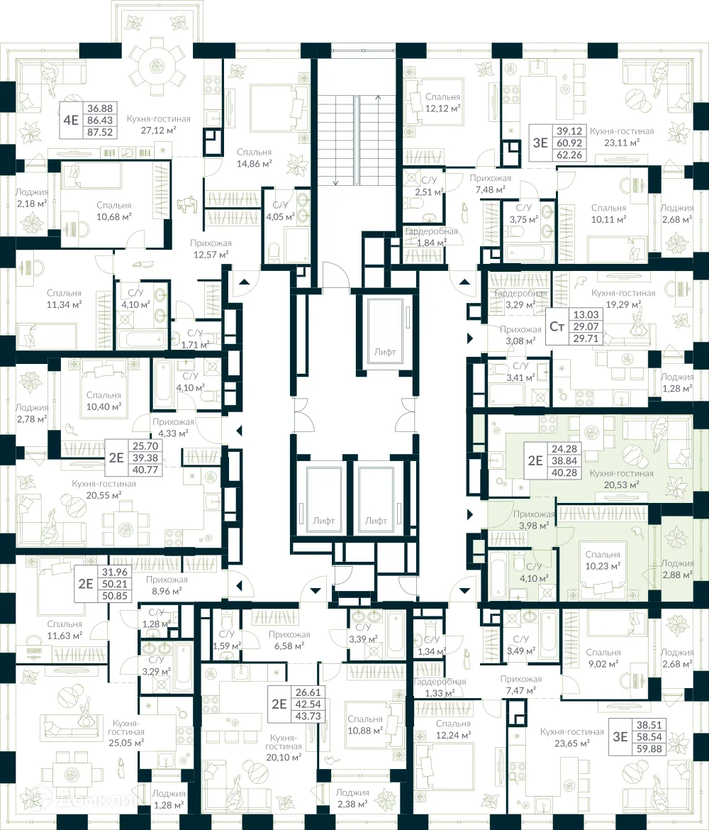 Планировка 1-комнатной квартиры 40.28 м² в ЖК URMAN Сity (Урман Сити), г. Уфа — фото 2