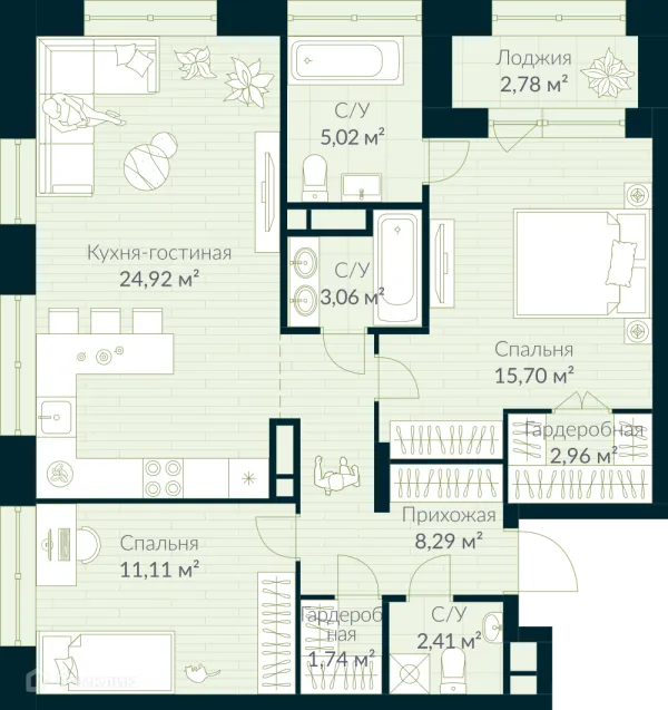 Квартира в ЖК URMAN Сity (Урман Сити)