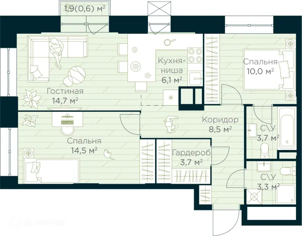 Квартира в ЖК URMAN Сity (Урман Сити)