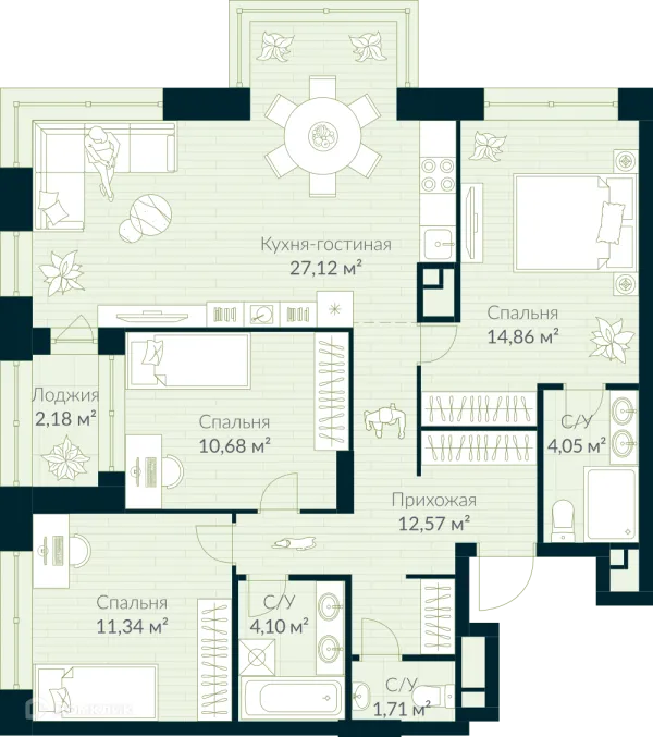 Квартира в ЖК URMAN Сity (Урман Сити)