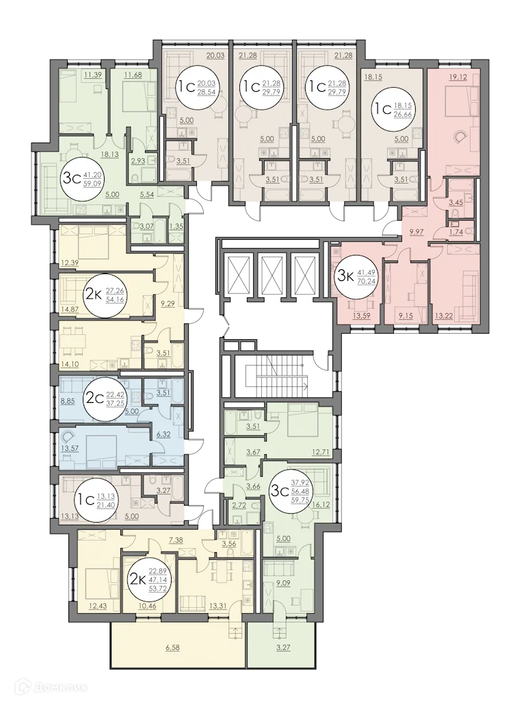 Планировка 2-комнатной квартиры 53.72 м² в ЖК VETER (Ветер), г. Уфа — фото 2