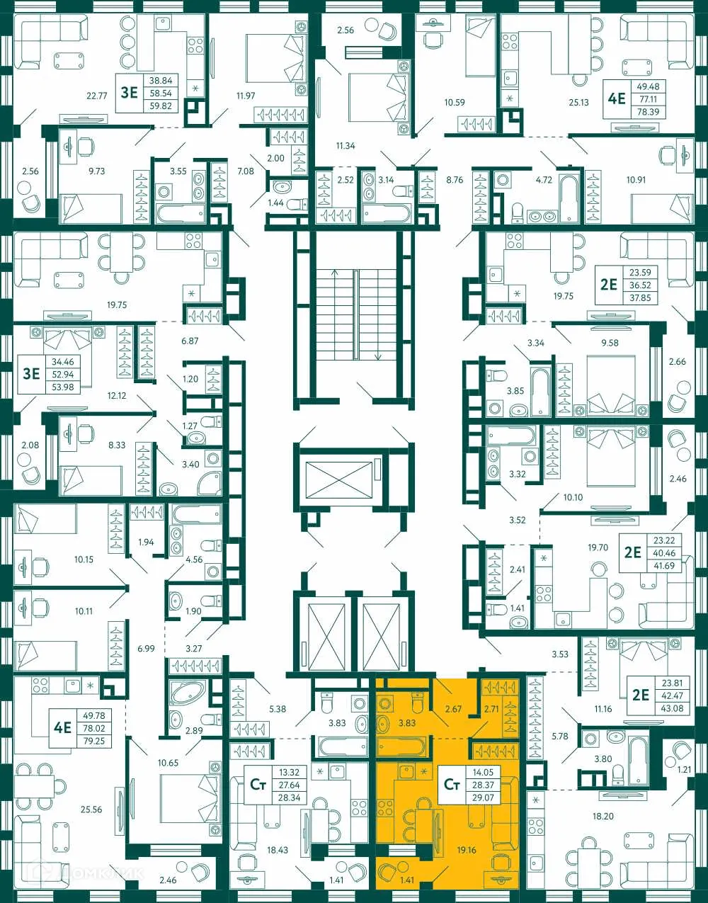 Планировка студии квартиры 29.07 м² в ЖК Terle park (Терле Парк), г. Уфа — фото 2