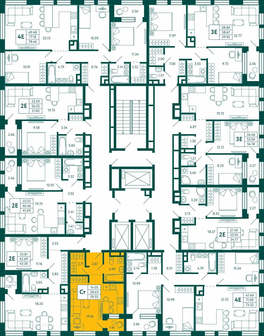 Планировка студии квартиры 29.33 м² в ЖК Terle park (Терле Парк), г. Уфа — фото 2