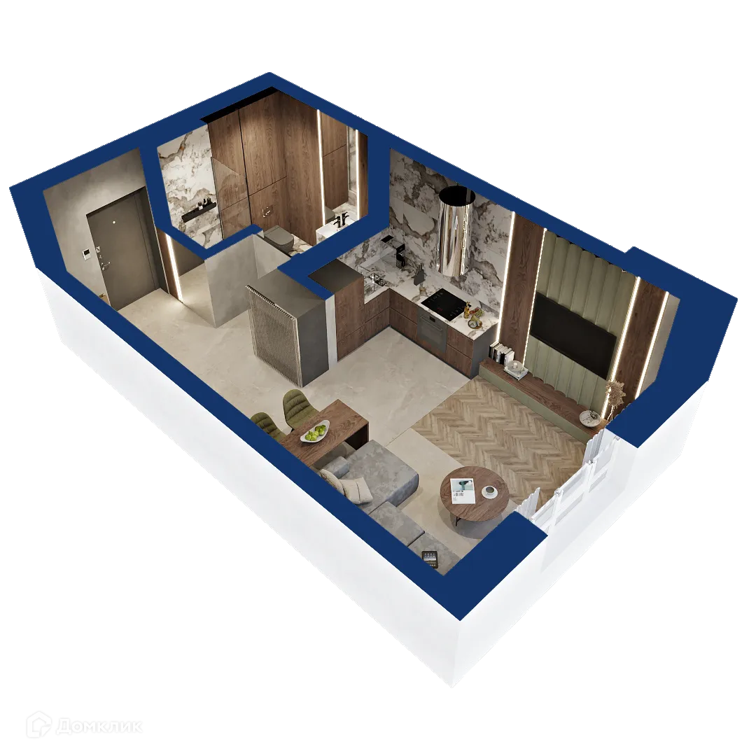 Планировка студии квартиры 29.75 м² в ЖК Вершина, г. Уфа — фото 1