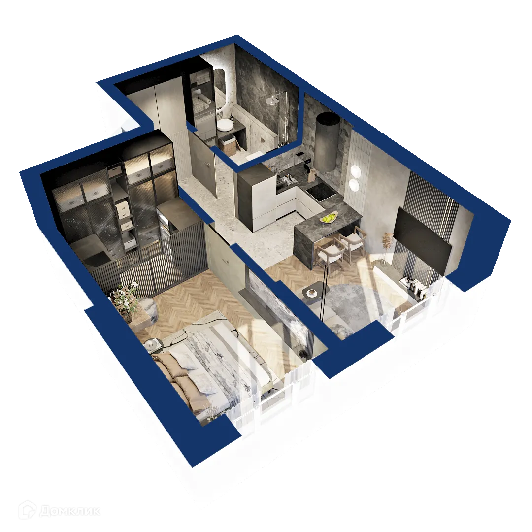 Планировка 1-комнатной квартиры 37.24 м² в ЖК Вершина, г. Уфа — фото 1