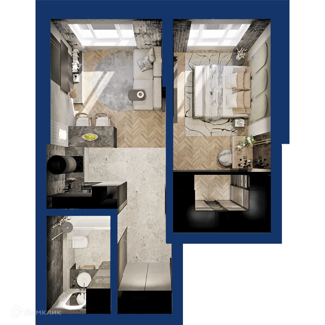 Планировка 1-комнатной квартиры 37.24 м² в ЖК Вершина, г. Уфа — фото 2