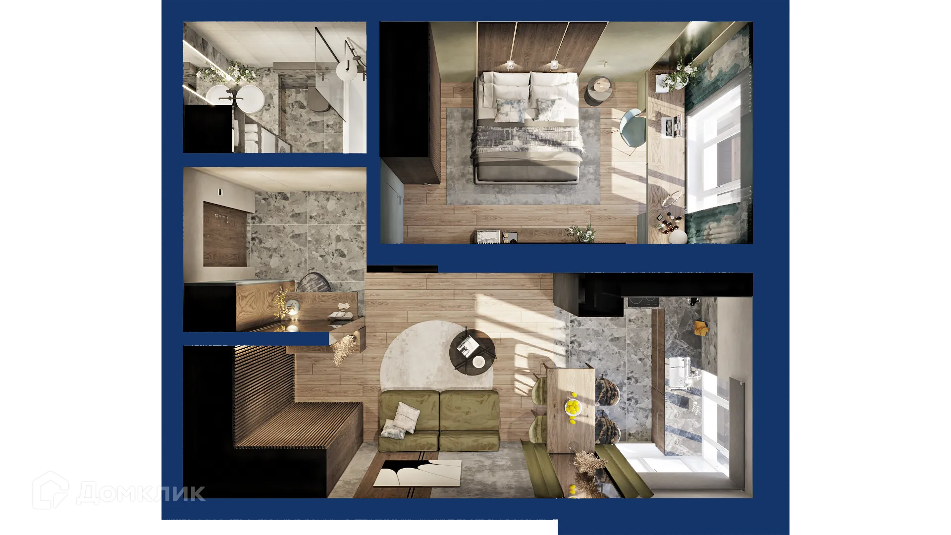 Планировка 1-комнатной квартиры 43.71 м² в ЖК Вершина, г. Уфа — фото 2