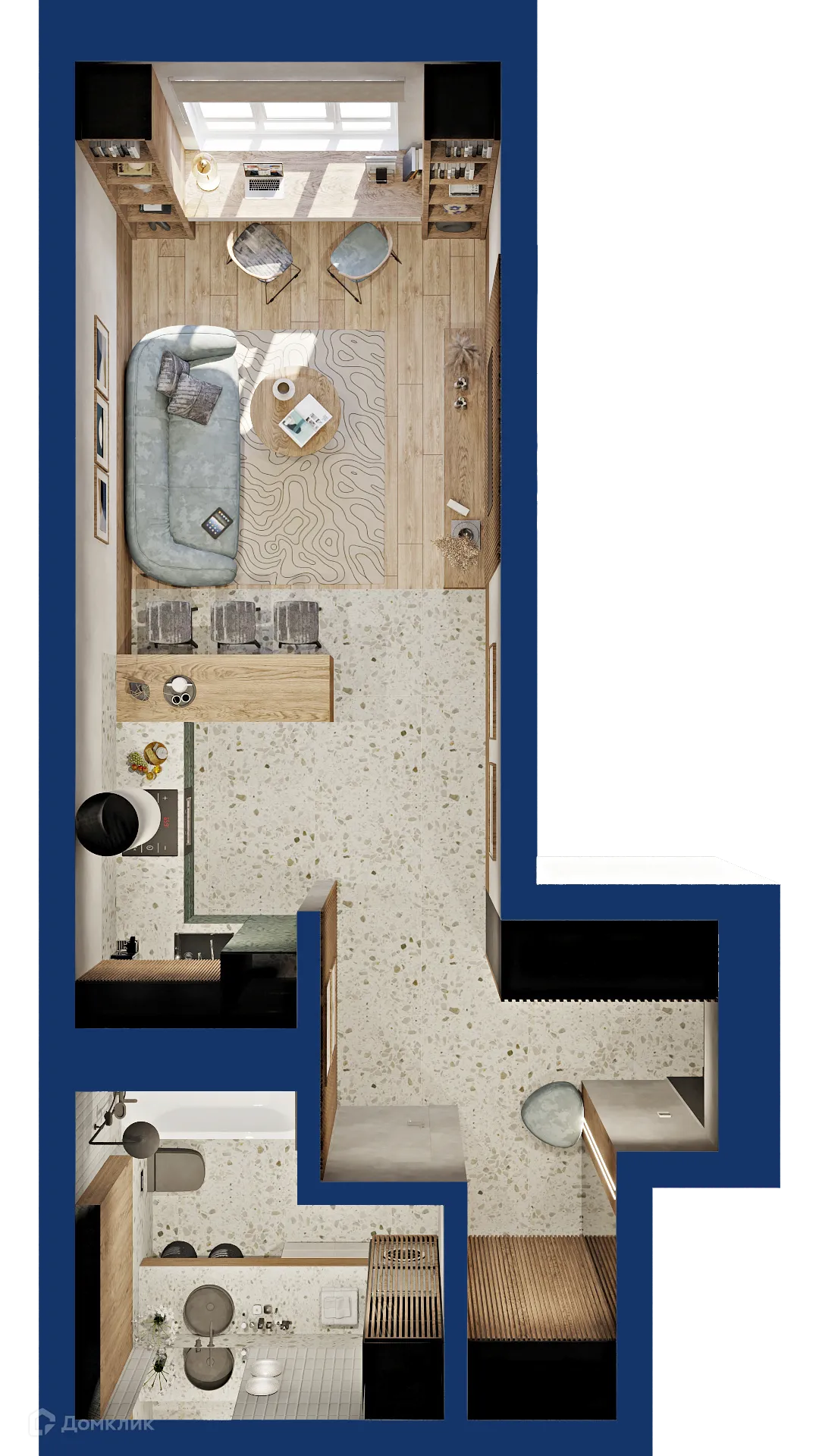 Планировка студии квартиры 38.07 м² в ЖК Вершина, г. Уфа — фото 2