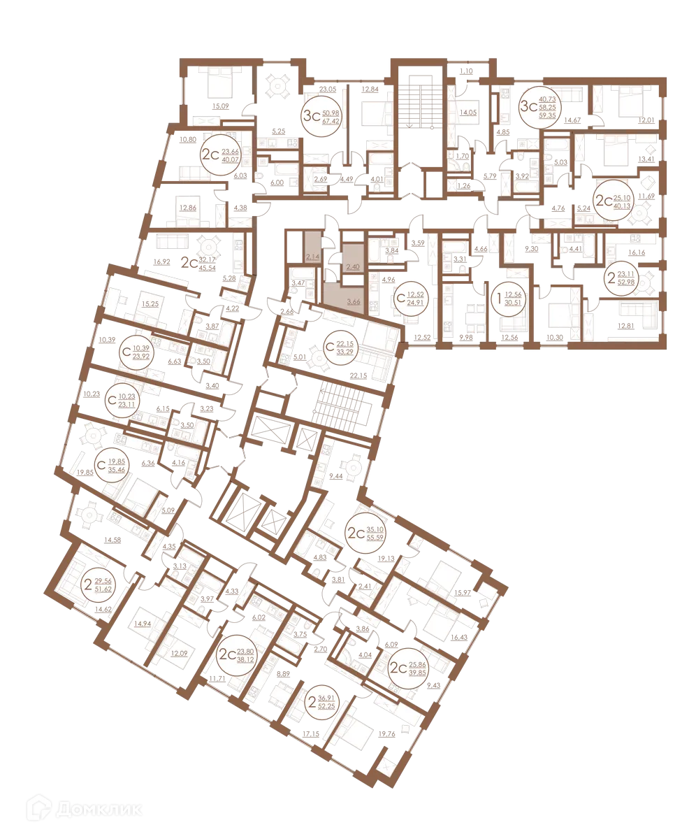 Планировка 2-комнатной квартиры 40.07 м² в ЖК "Divo Residence (Диво Резиденс)", г. Уфа — фото 2