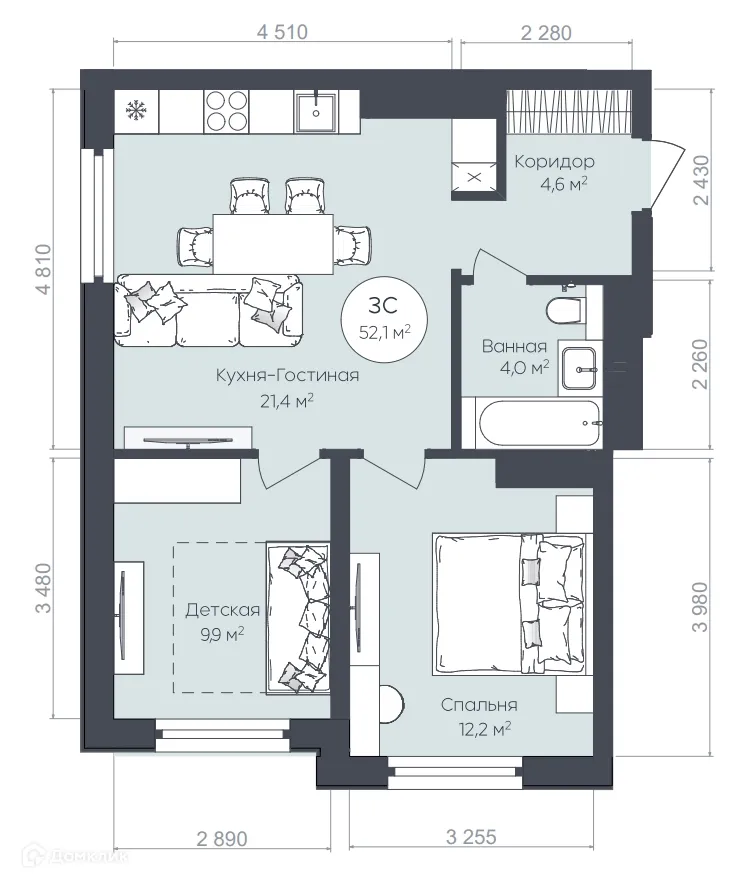 Фото квартиры в ЖК "Le CRISTAL" (Ле Кристал)