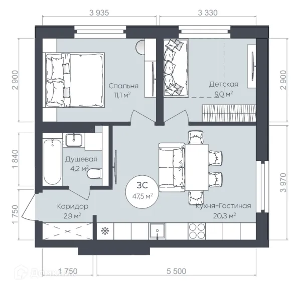 Квартира в ЖК "Le CRISTAL" (Ле Кристал)