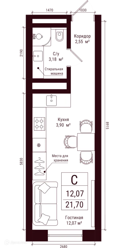 Студия квартиры в Уфе новостройки