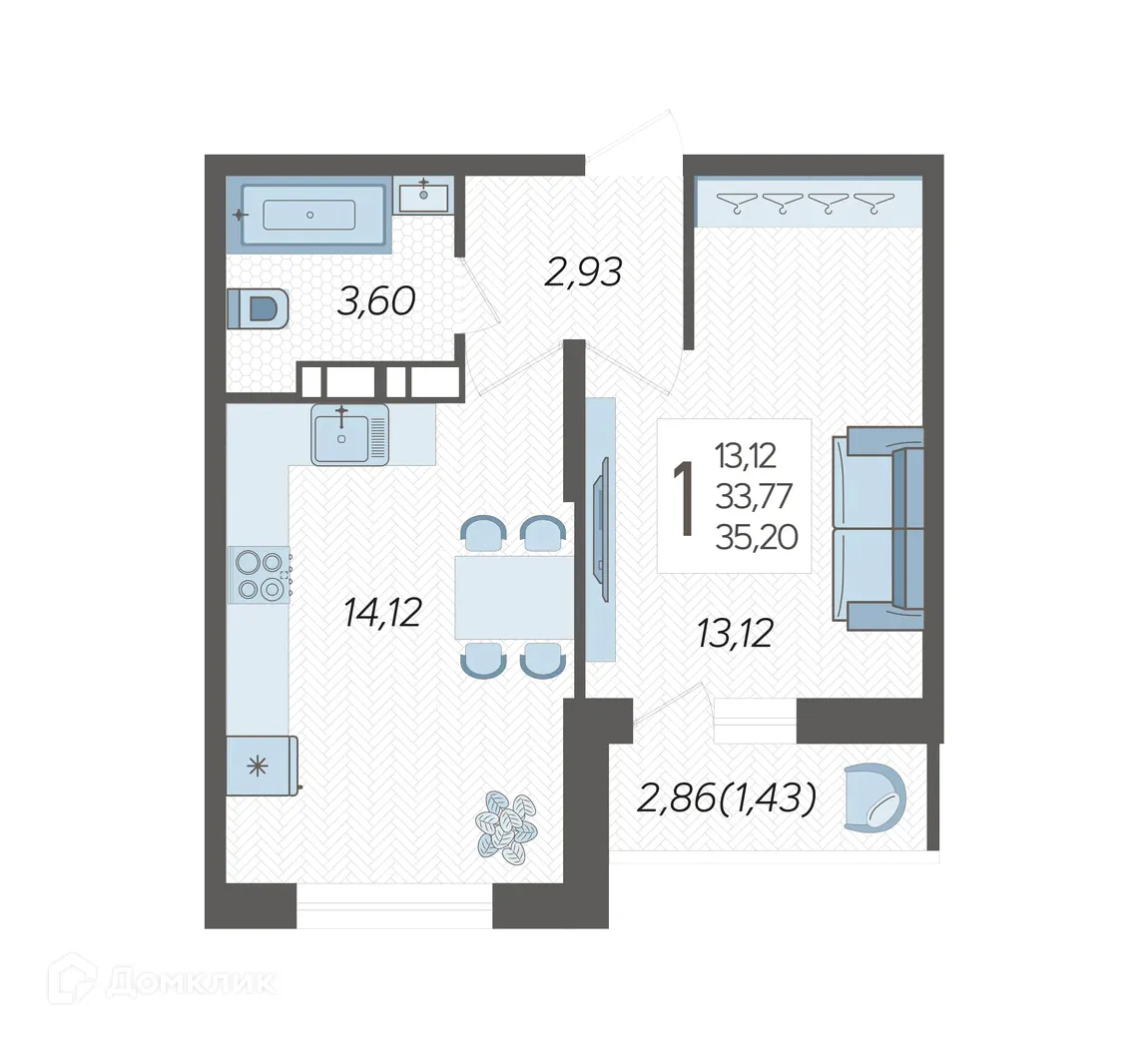 Фото квартиры в ЖК "Смородина"