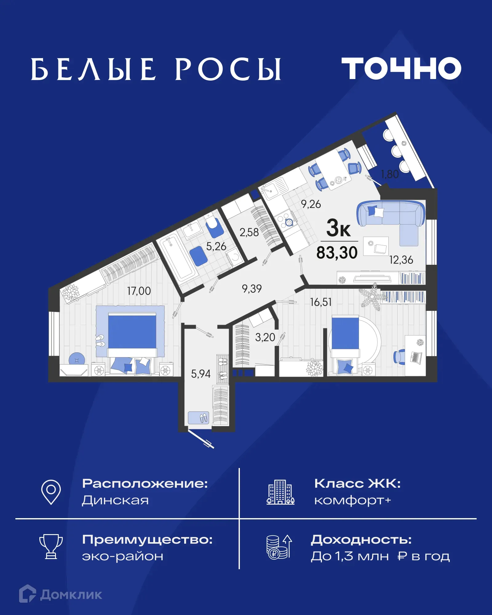 Фото квартиры в ЖК Белые Росы