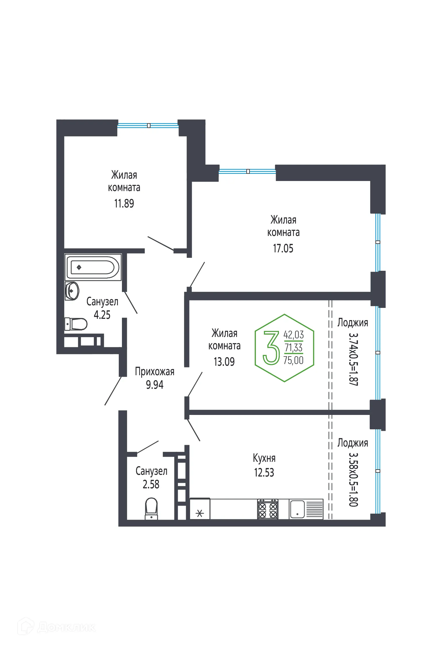 Фото квартиры в ЖК Гарантия на Обрывной