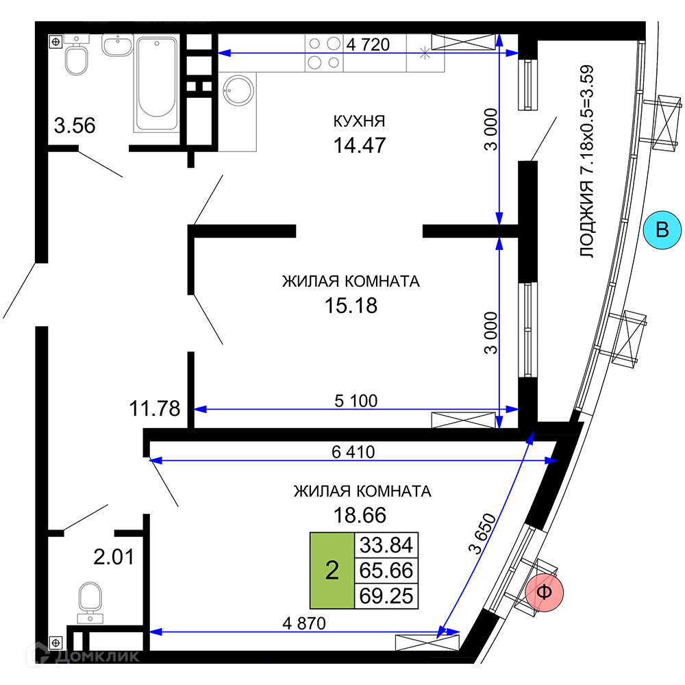 Фото квартиры в ЖК "Фонтаны"
