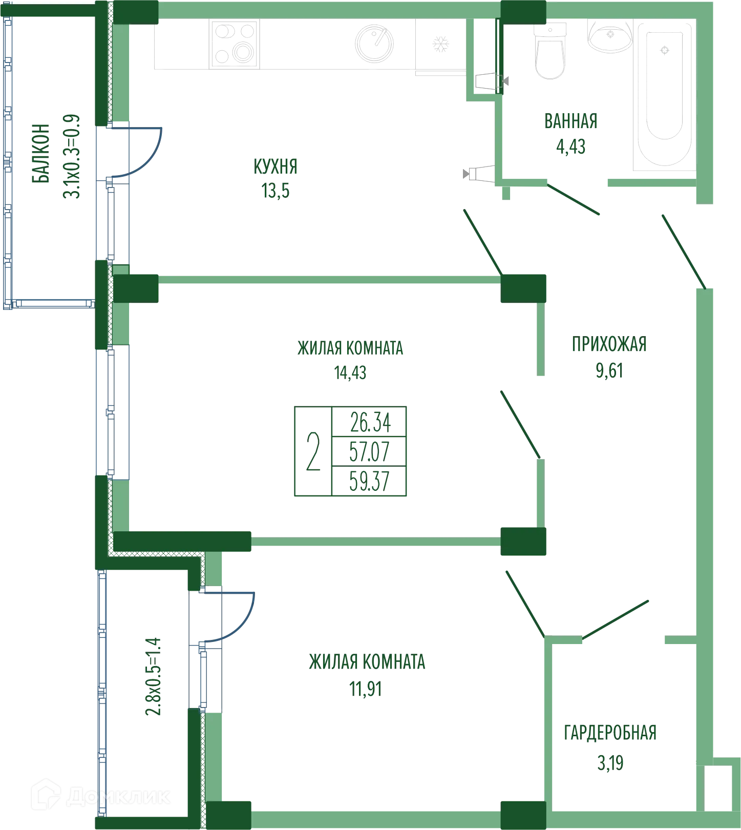 Фото квартиры в ЖК ЕКАТЕРИНИНСКИЙ ПАРК
