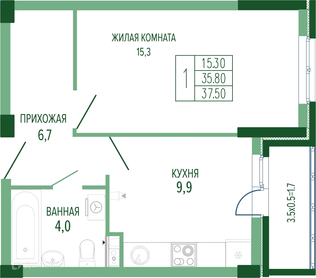 Фото квартиры в ЖК ЕКАТЕРИНИНСКИЙ ПАРК