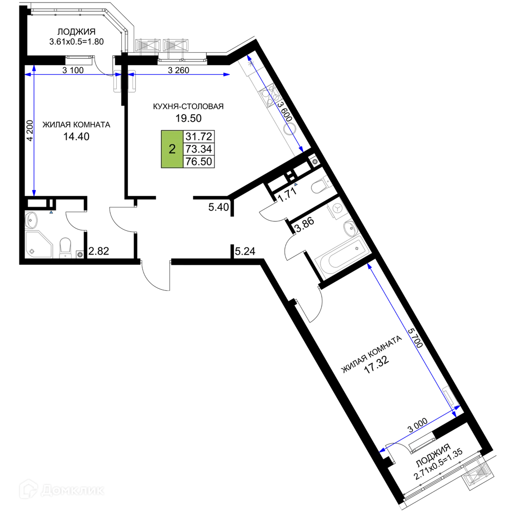 Фото квартиры в ЖК "Фонтаны"