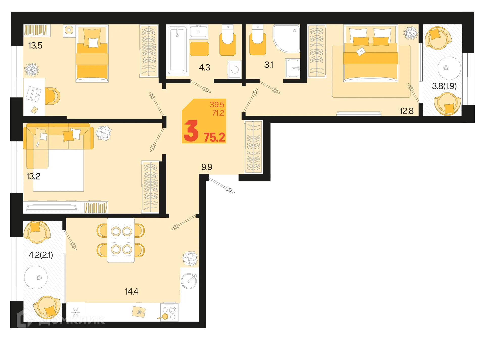 Фото квартиры в ЖК Первое место