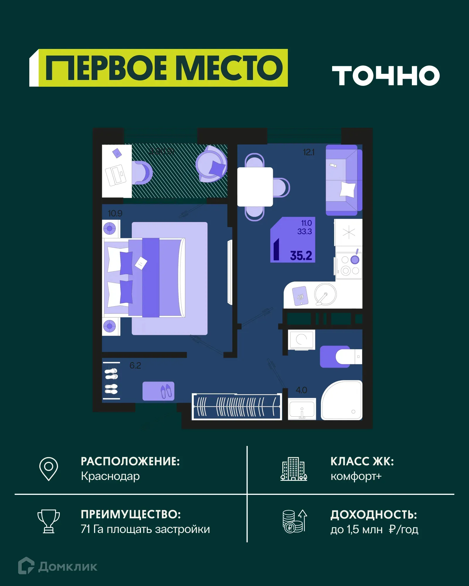 Фото квартиры в ЖК Первое место