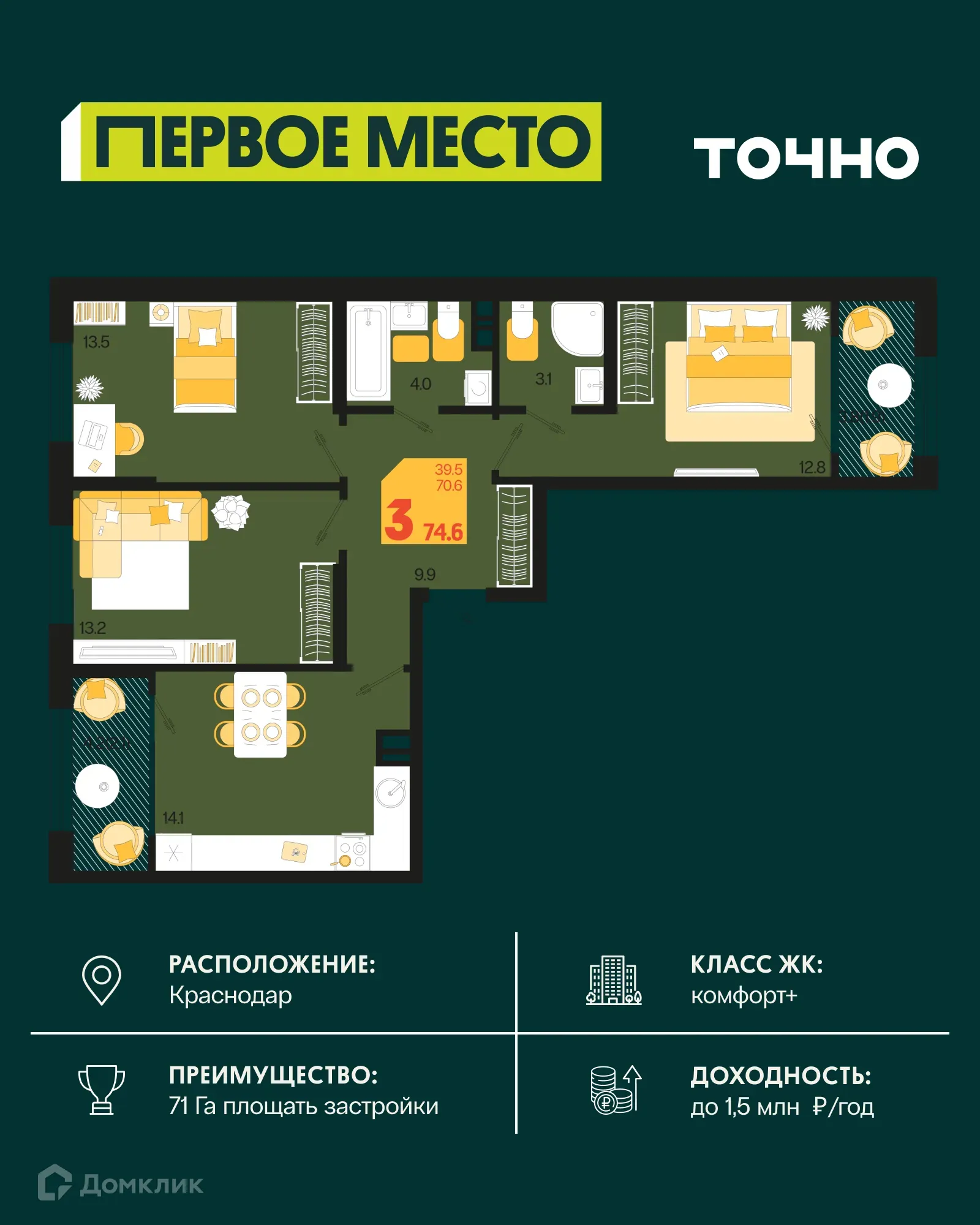 Фото квартиры в ЖК Первое место