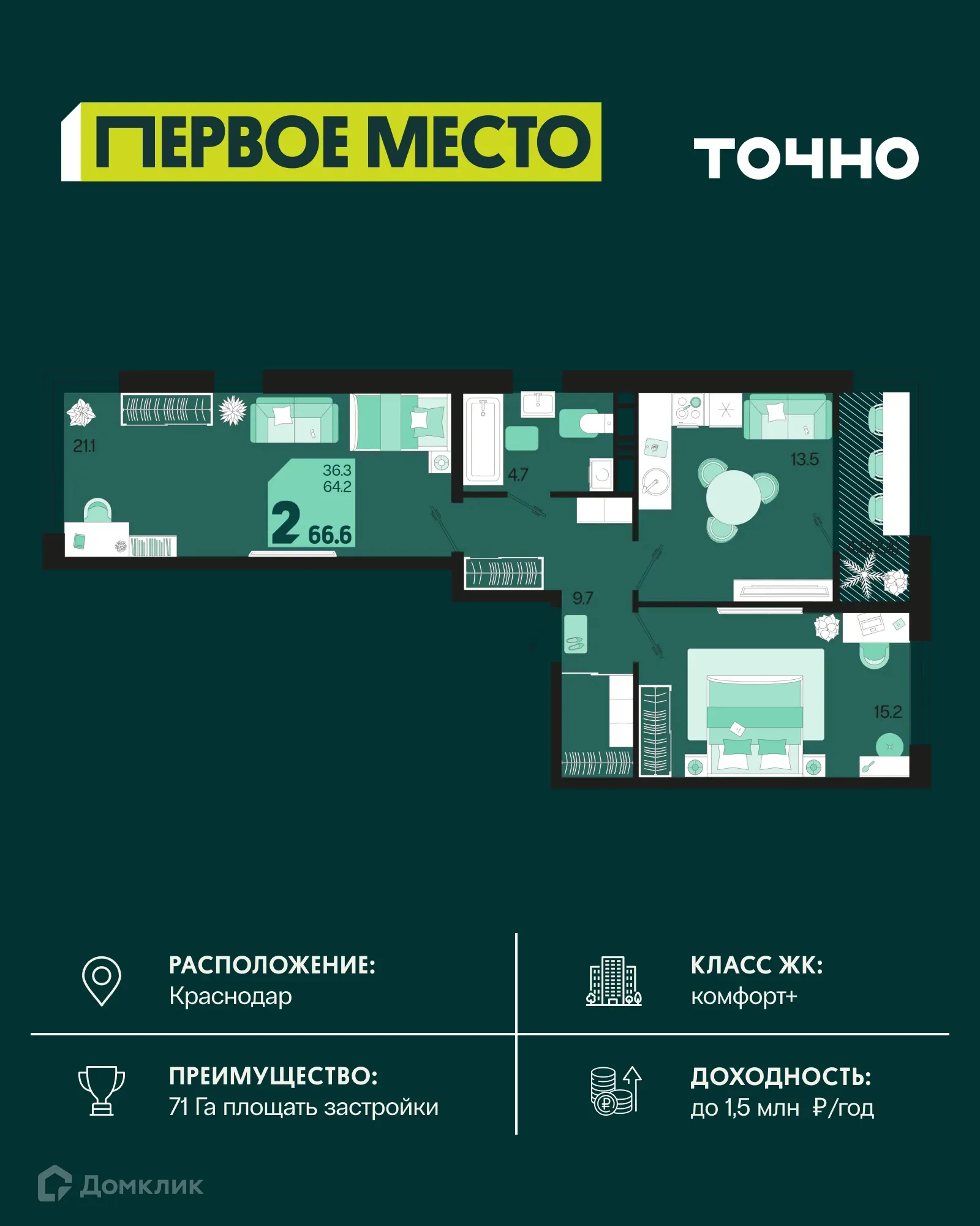 Фото квартиры в ЖК Первое место