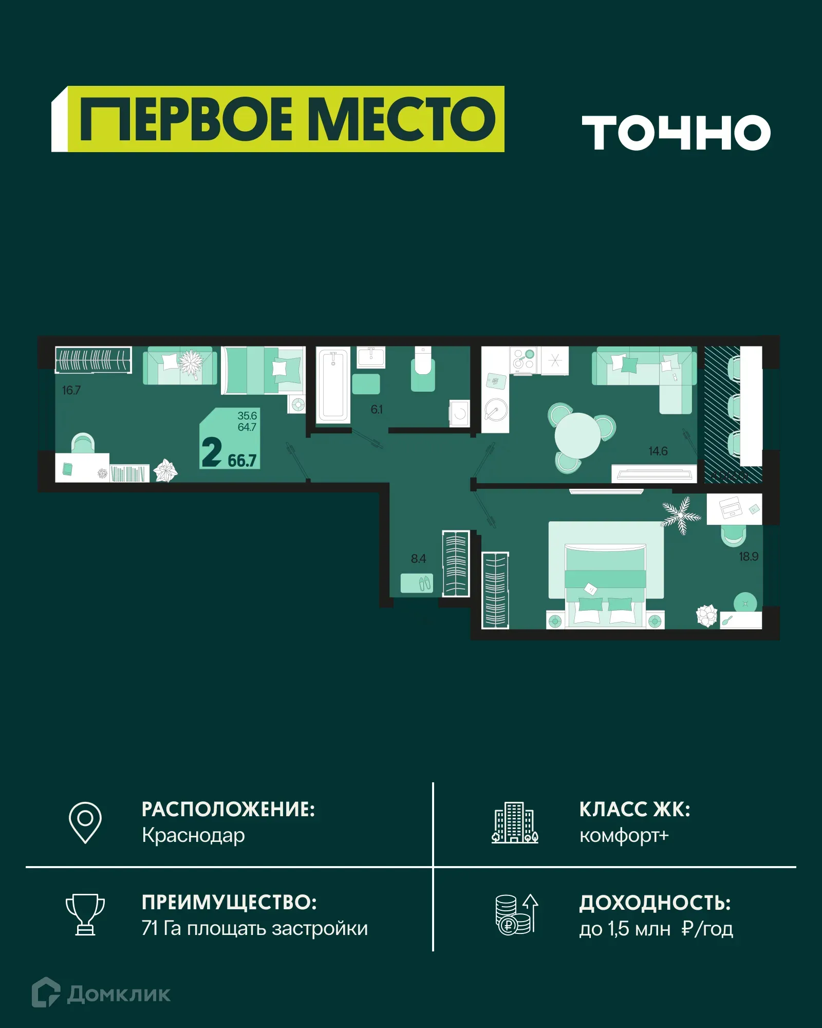 Фото квартиры в ЖК Первое место