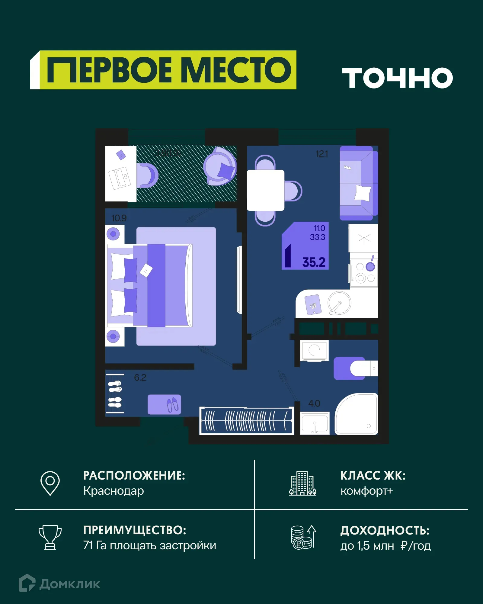 Фото квартиры в ЖК Первое место