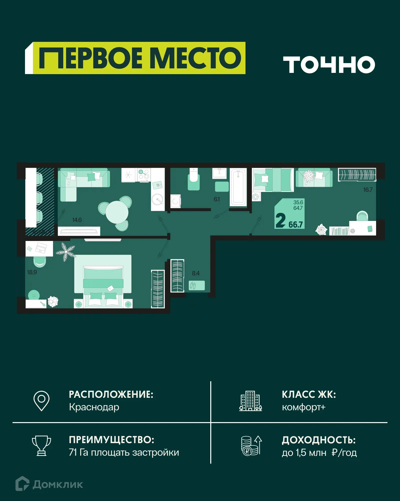 Фото квартиры в ЖК Первое место