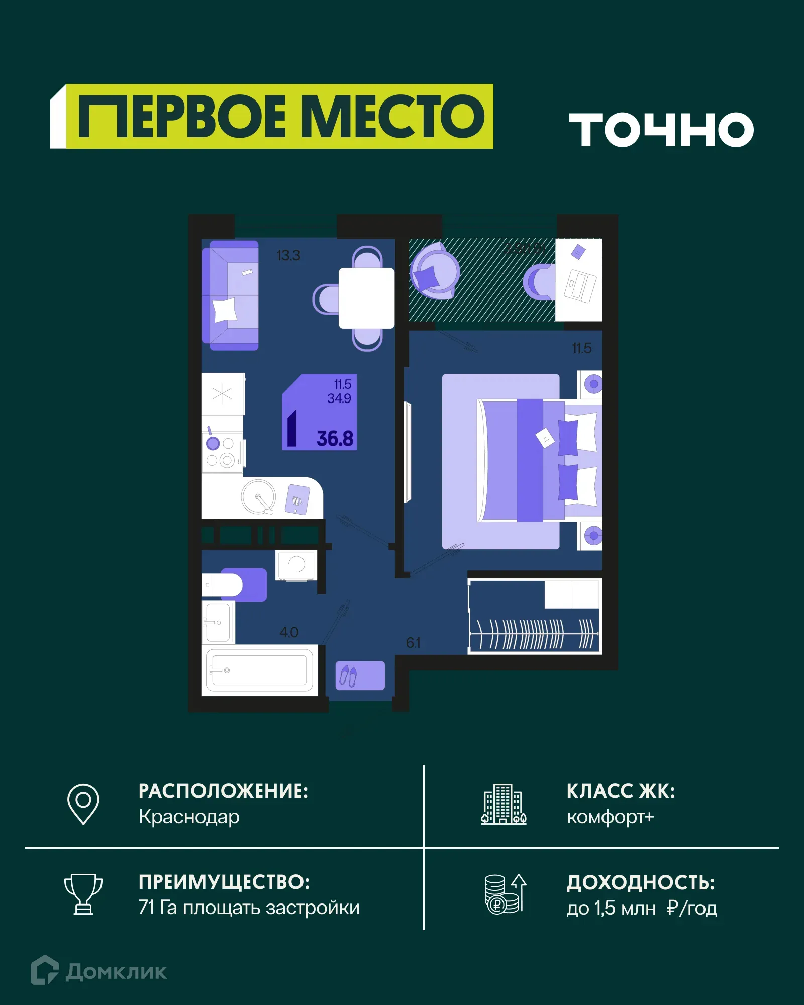 Фото квартиры в ЖК Первое место