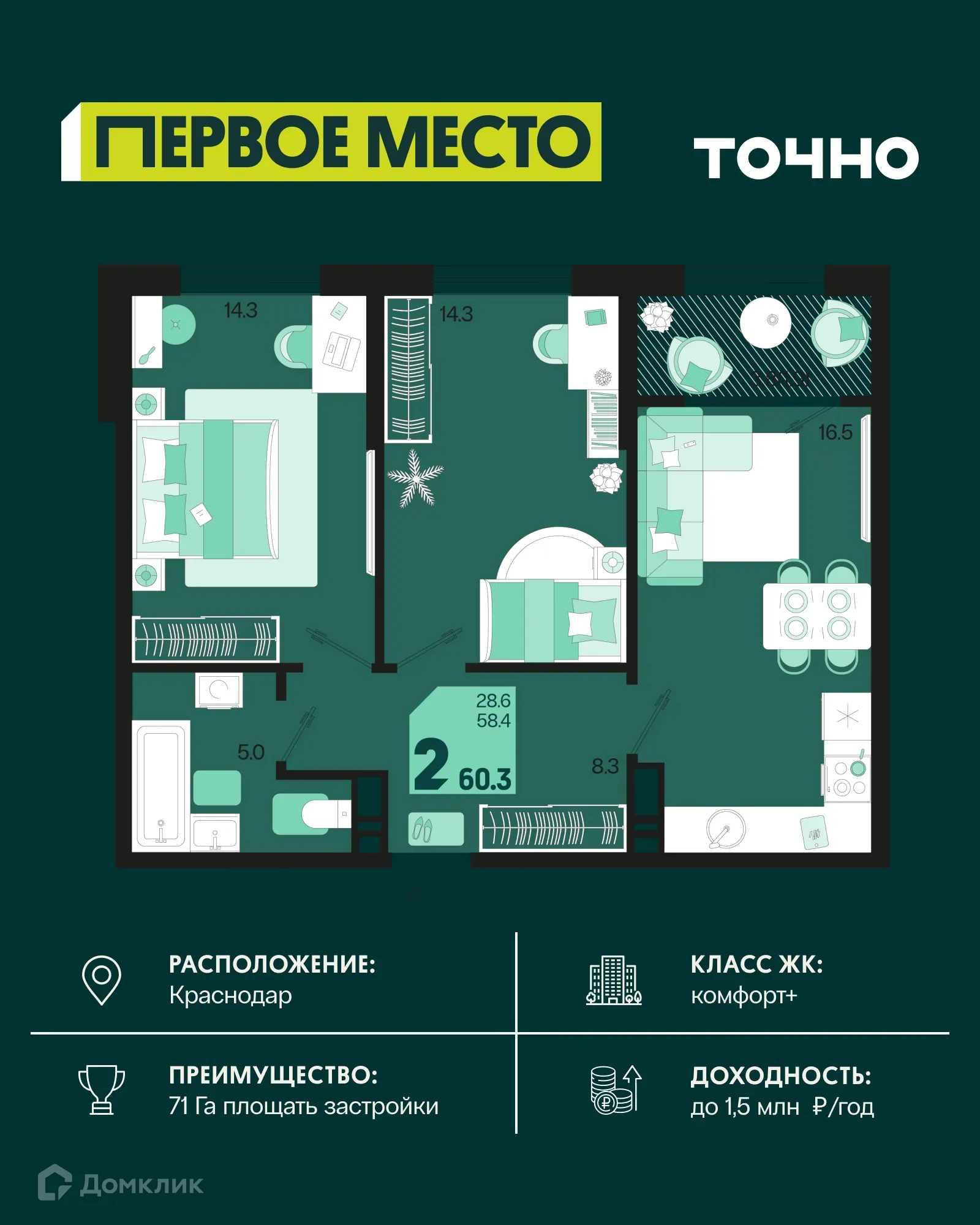 Фото квартиры в ЖК Первое место