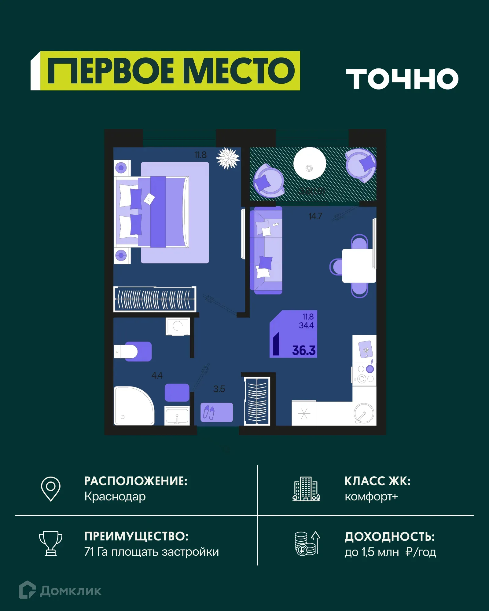 Фото квартиры в ЖК Первое место