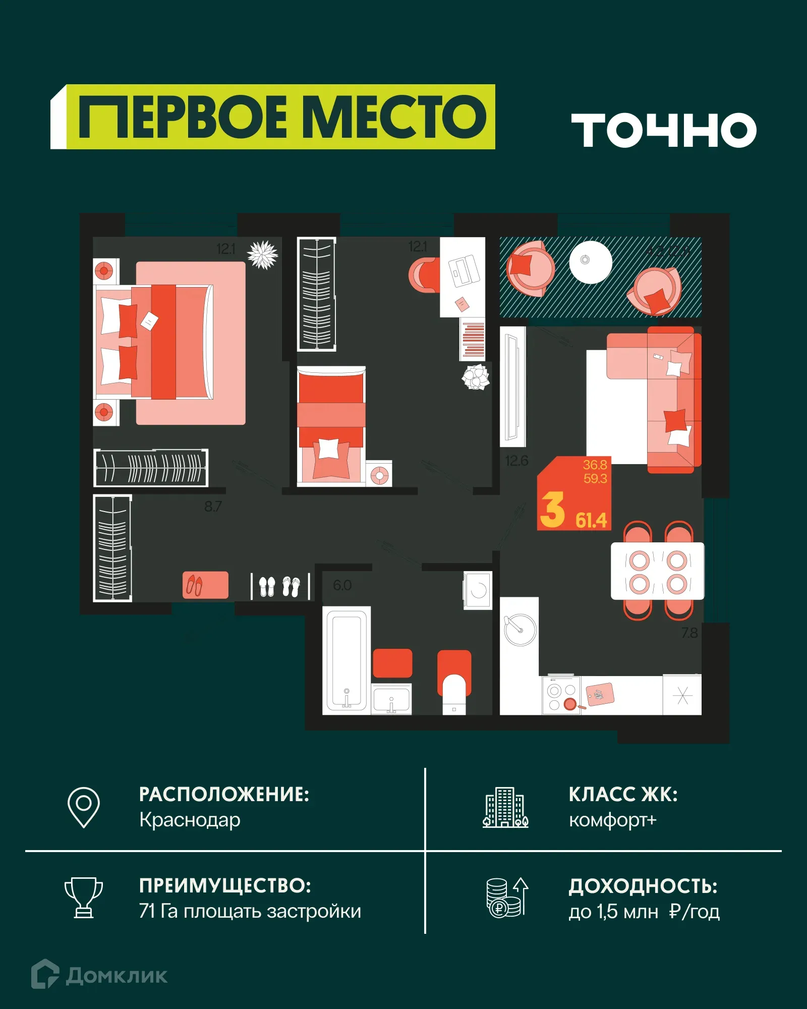 Фото квартиры в ЖК Первое место