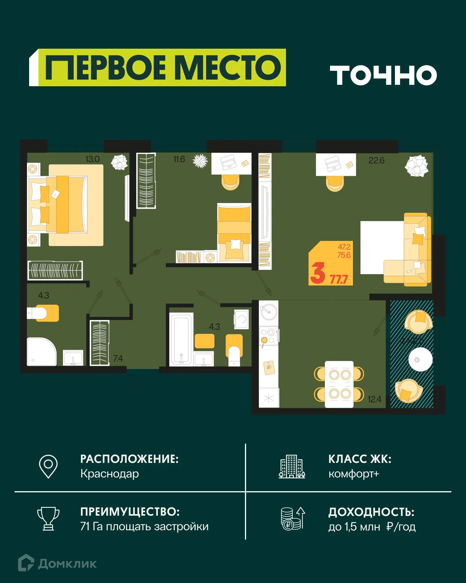 Фото квартиры в ЖК Первое место