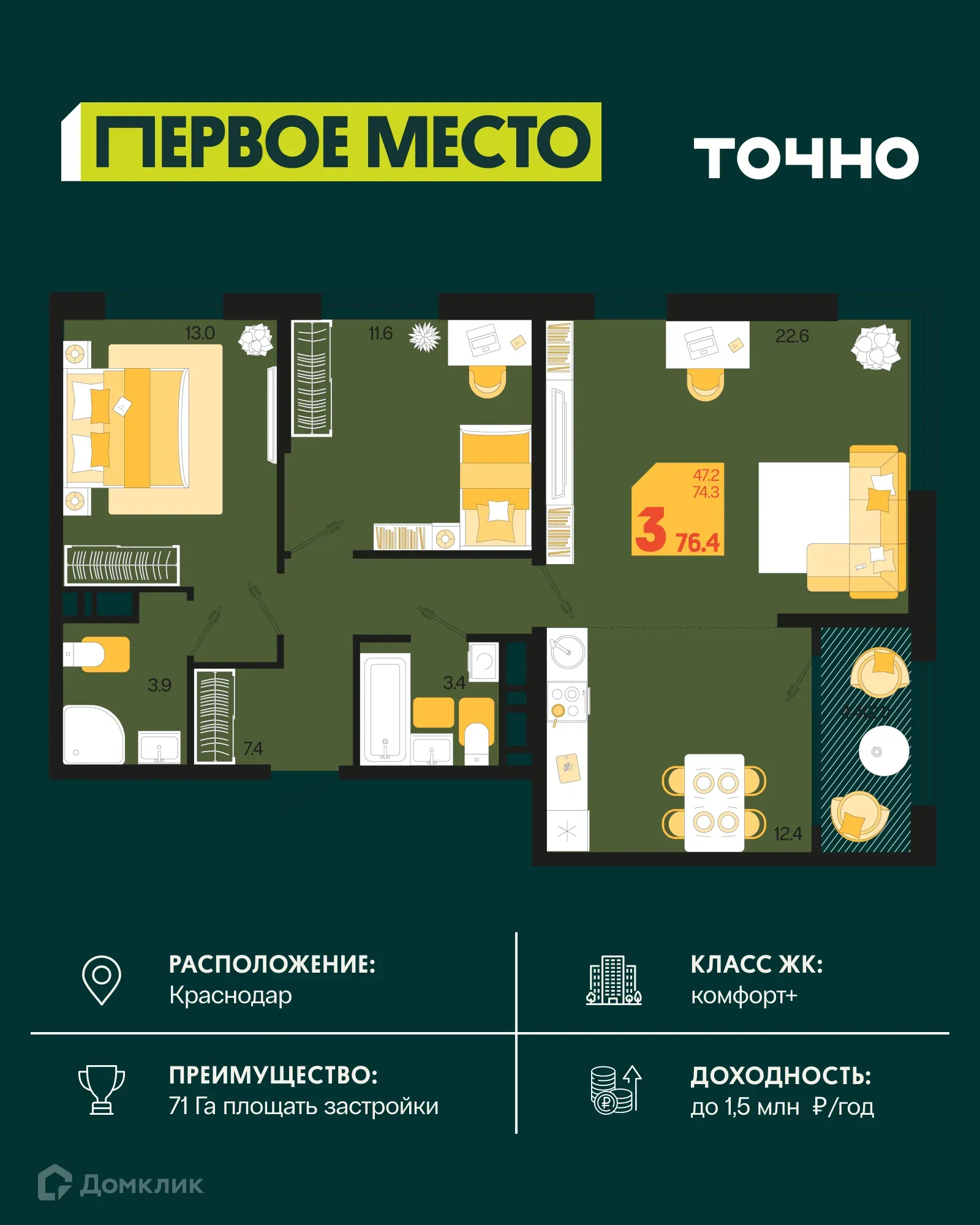 Фото квартиры в ЖК Первое место