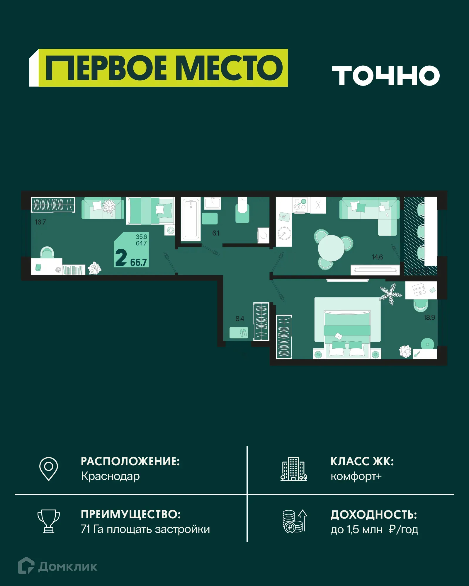 Фото квартиры в ЖК Первое место