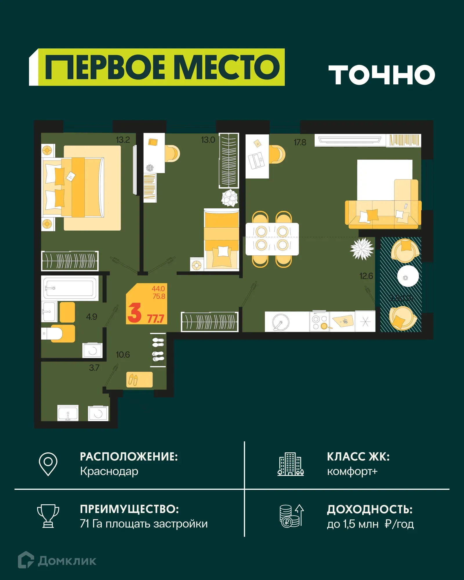 Фото квартиры в ЖК Первое место