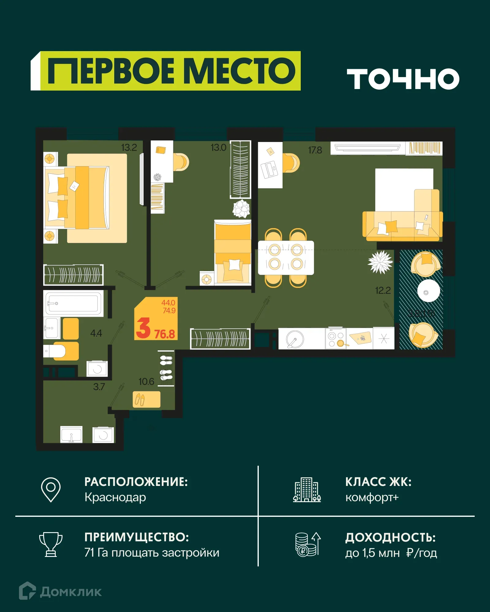 Фото квартиры в ЖК Первое место