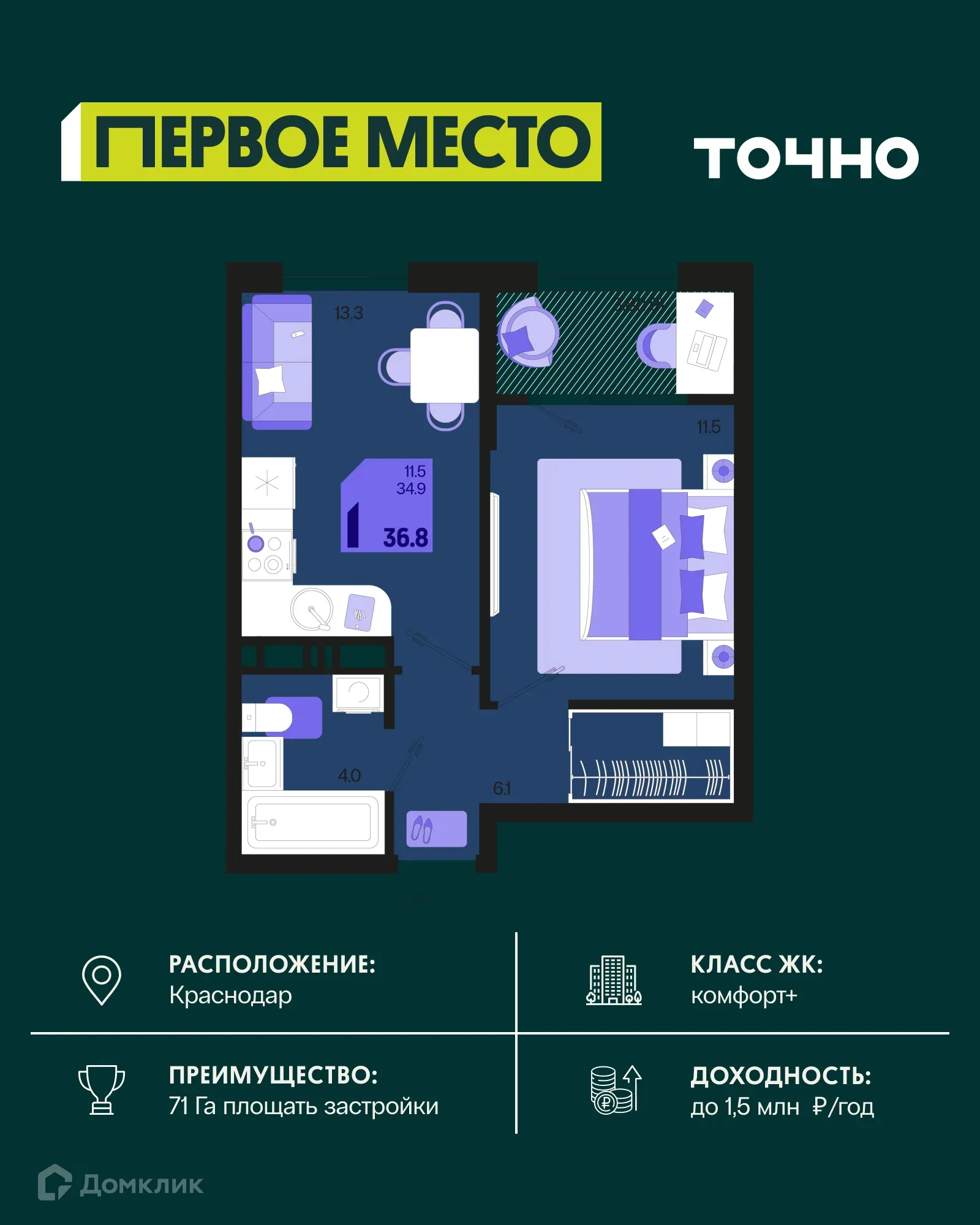 Фото квартиры в ЖК Первое место