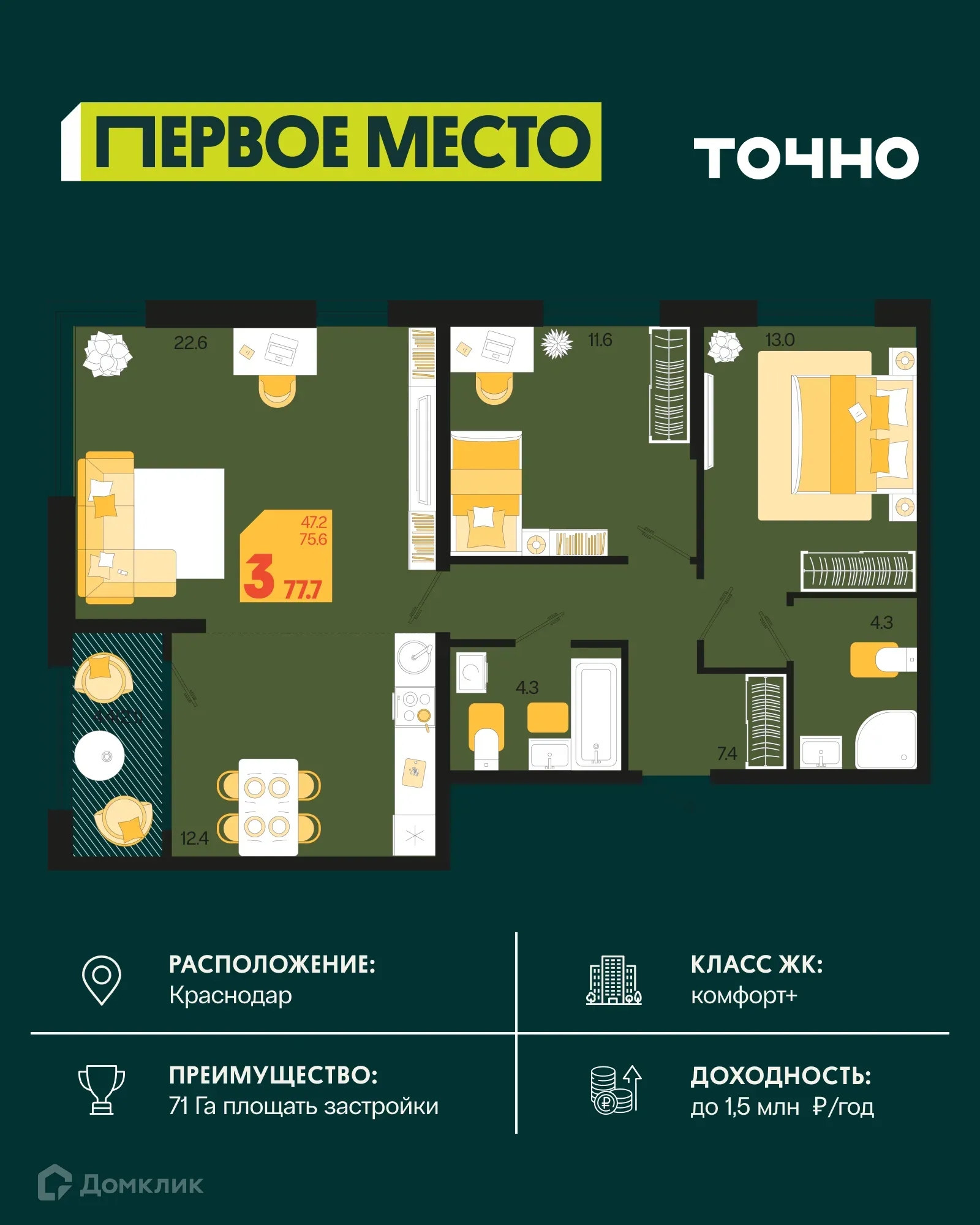 Фото квартиры в ЖК Первое место