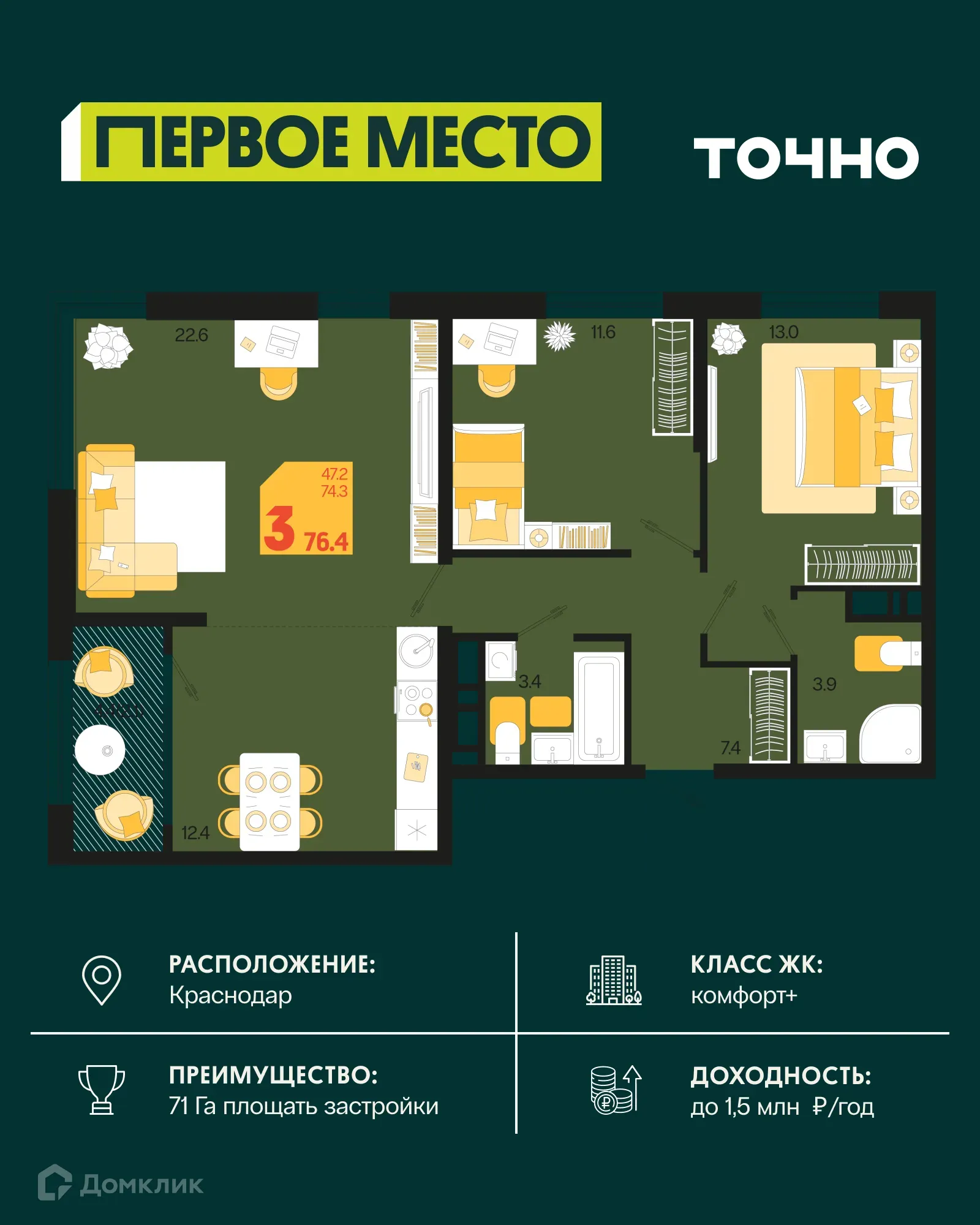 Фото квартиры в ЖК Первое место