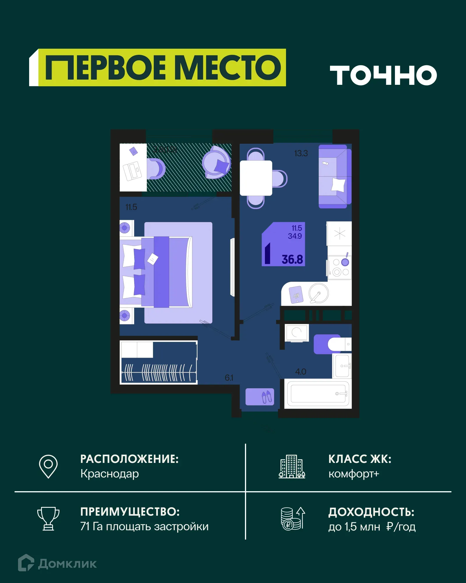 Фото квартиры в ЖК Первое место