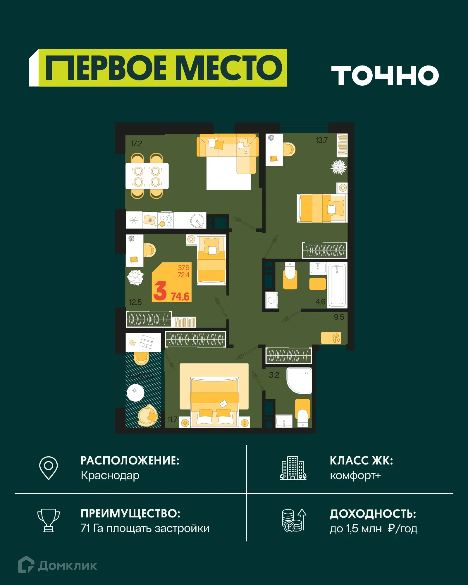 Фото квартиры в ЖК Первое место