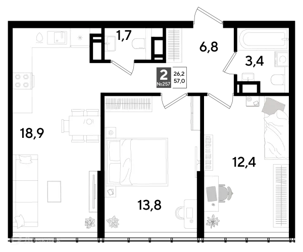 2 комн. квартиры в Краснодаре новостройки