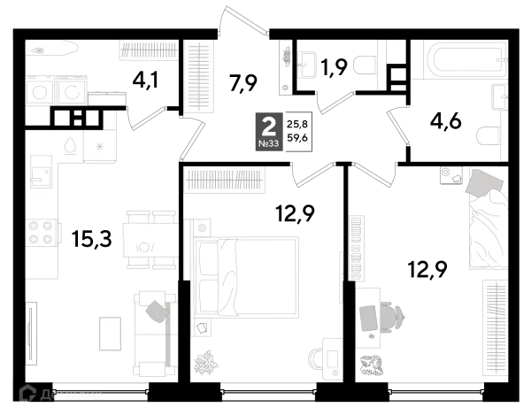 2 комн. квартиры в Краснодаре новостройки