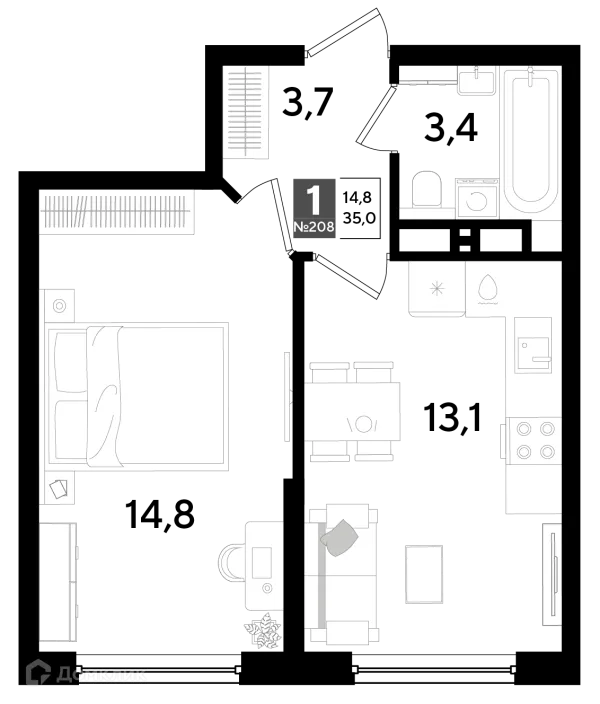 1 комн. квартиры в Краснодаре новостройки
