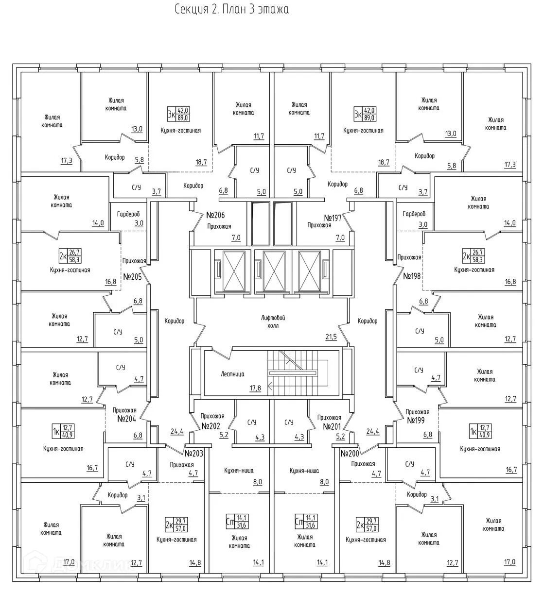 Планировка студии квартиры 31.6 м² в ЖК Аура, г. Самара — фото 2