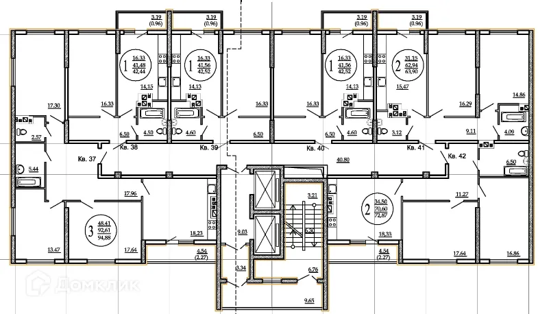 Планировка 3-комнатной квартиры 94.88 м² в ЖК Развитие, г. Самара — фото 1