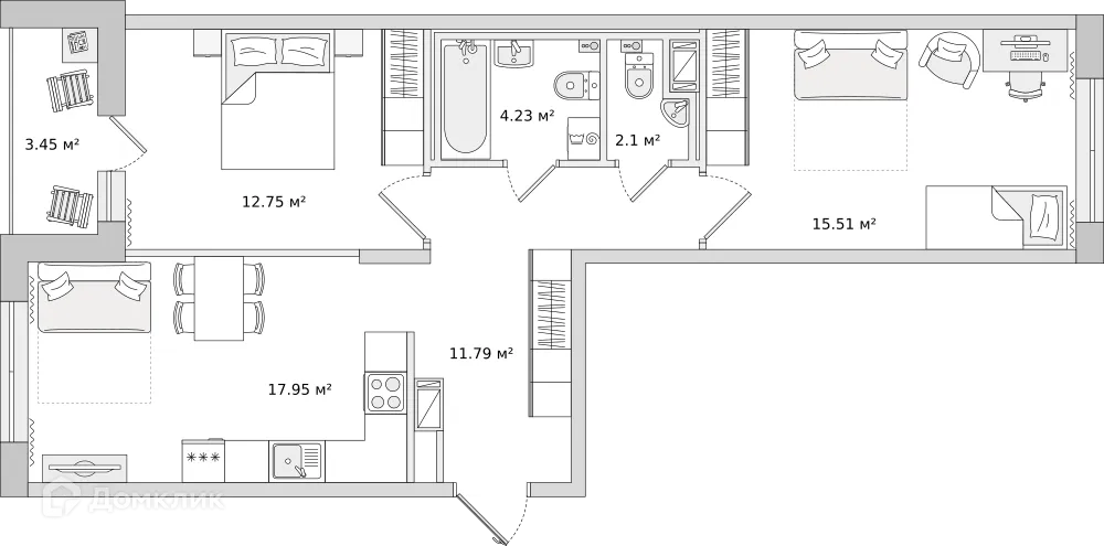Фото квартиры в ЖК ЦДС "Чёрная Речка"